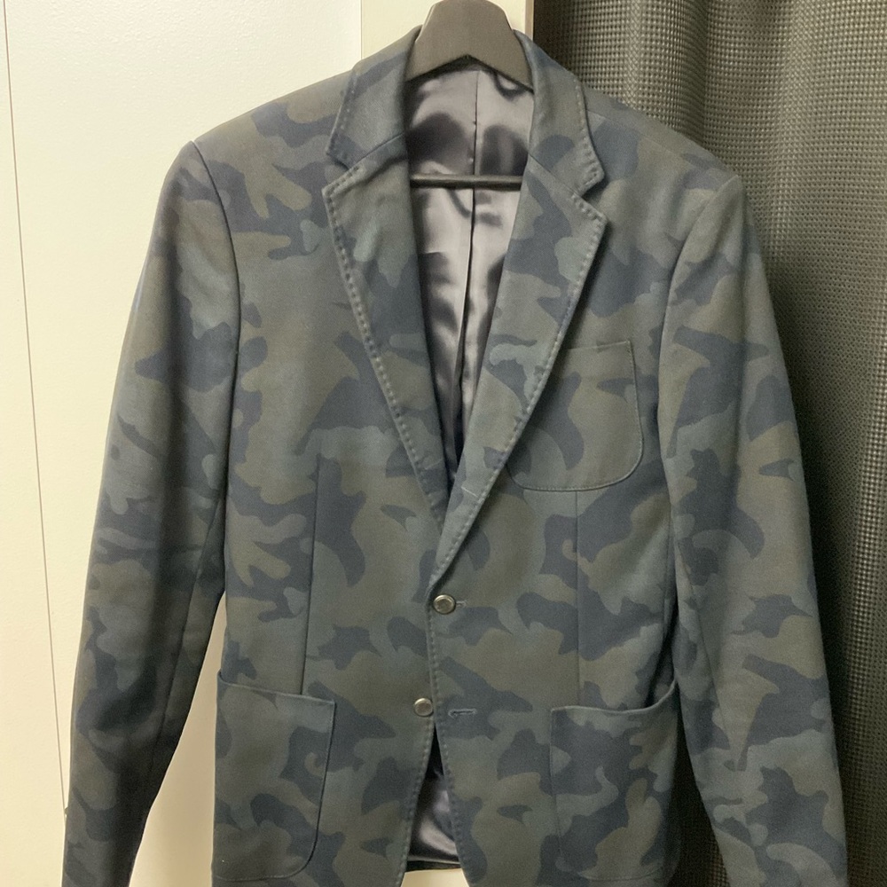 New Zara Camouflage Blazer - Blue and Gray